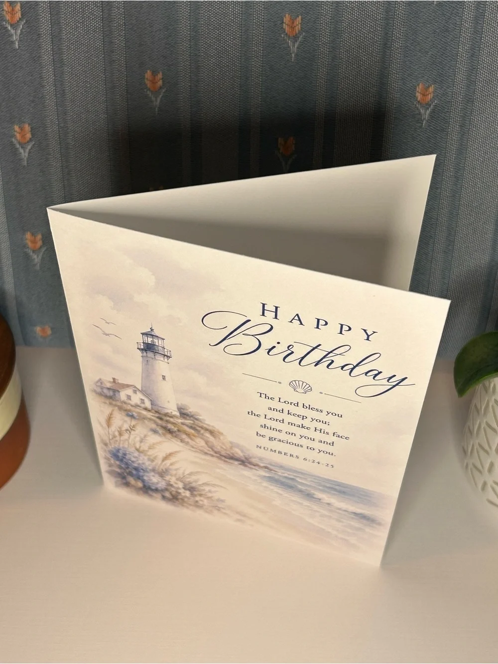Nautical Birthday Card with Scripture - Blue